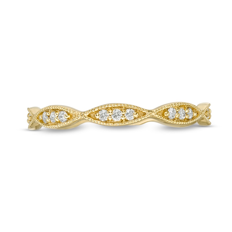 Previously Owned - 1/10 CT. T.W. Diamond Marquise Twist Vintage-Style Wedding Band in 10K Gold
