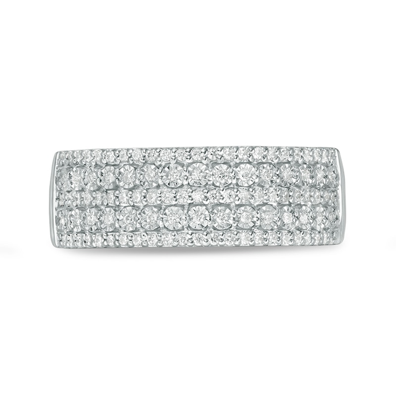 Main Image 4 of Previously Owned - 1/4 CT. T.W. Diamond Multi-Row Anniversary Ring in 10K White Gold