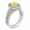 Thumbnail Image 1 of Previously Owned - Cushion-Cut Yellow Sapphire and 1-1/2 CT. T.W. Diamond Bridal Set in 14K White Gold