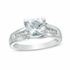 Thumbnail Image 1 of Previously Owned - 7.0mm Cushion-Cut Aquamarine and 1/5 CT. T.W. Diamond Ring in 10K White Gold