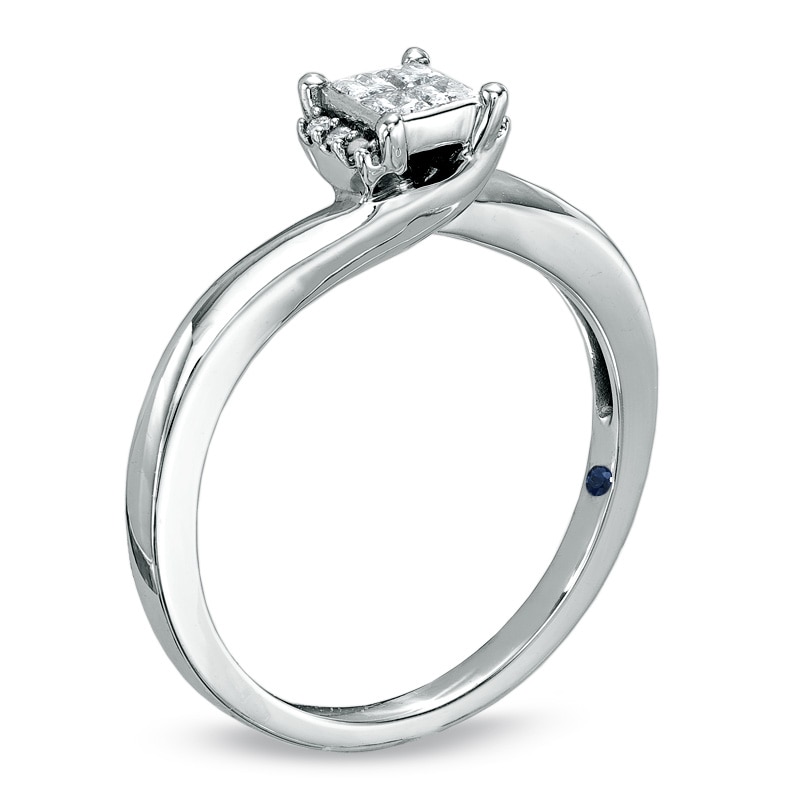 Previously Owned - Cherished Promise Collection™ 1/5 CT. T.W. Quad Princess-Cut Diamond Promise Ring in 10K White Gold