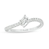 Thumbnail Image 1 of Previously Owned - Ever Us® 1/4 CT. T.W. Two-Stone Baguette Diamond Slant Bypass Ring in 10K White Gold