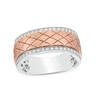 Thumbnail Image 1 of Previously Owned - Men's 1/4 CT. T.W. Diamond Diagonal Grid Pattern Wedding Band in 10K Two-Tone Gold