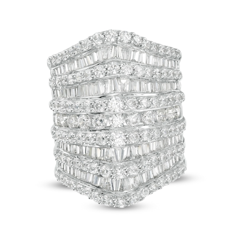 Main Image 1 of Previously Owned - 4 CT. T.W. Composite Diamond Multi-Row Chevron Ring in 10K White Gold