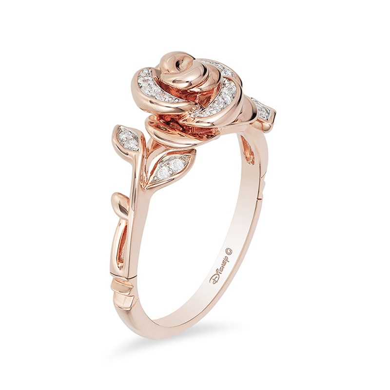 Main Image 2 of Previously Owned - Enchanted Disney Belle 1/10 CT. T.W. Diamond Rose Ring in 10K Rose Gold