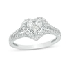 Thumbnail Image 0 of Previously Owned - 1/2 CT. T.W. Princess-Cut and Round Diamond Heart Frame Ring in 10K White Gold