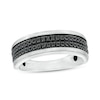 Thumbnail Image 1 of Previously Owned - Men's 1/3 CT. T.W. Black Diamond Double Row Wedding Band in 10K White Gold