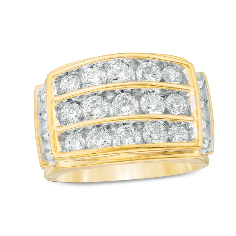 Previously Owned - Men's 3 CT. T.W. Diamond Three Row Wedding Ring in ...