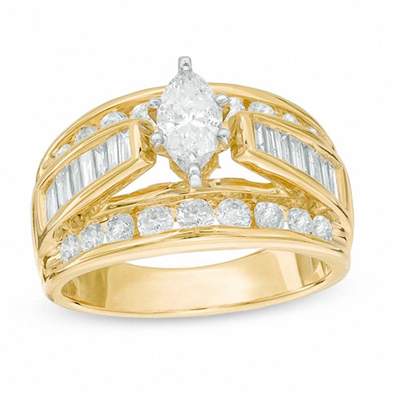Previously Owned - 2 CT. T.W. Marquise Diamond Engagement Ring in 14K ...