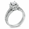 Thumbnail Image 1 of Previously Owned - Celebration Lux® 1 CT. T.W. Princess-Cut Diamond Framed Bridal Set in 18K White Gold (H-I/SI1-SI2)