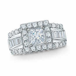 Previously Owned - 2 CT. T.W. Frame Square-Cut Diamond Engagement Ring in 14K White Gold