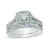 Thumbnail Image 1 of Previously Owned - Celebration Ideal 1 CT. T.W. Diamond Frame Bridal Set in 14K White Gold (I/I1)