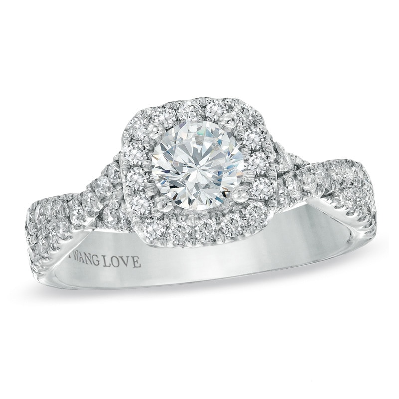 Main Image 1 of Previously Owned - Vera Wang Love Collection 1 CT. T.W. Diamond Frame Engagement Ring in 14K White Gold