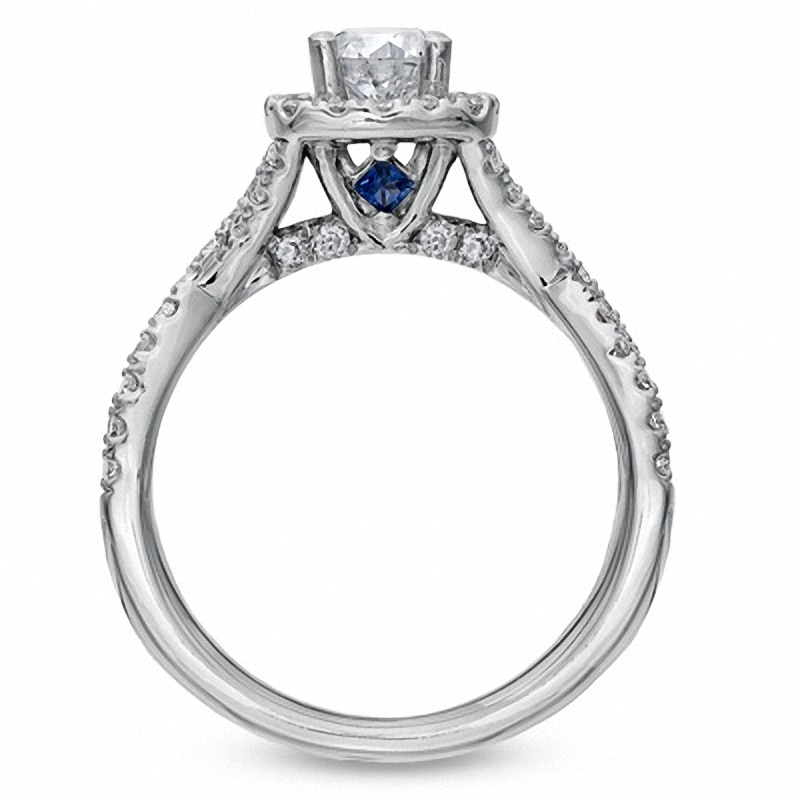 Main Image 2 of Previously Owned - Vera Wang Love Collection 1 CT. T.W. Diamond Frame Engagement Ring in 14K White Gold