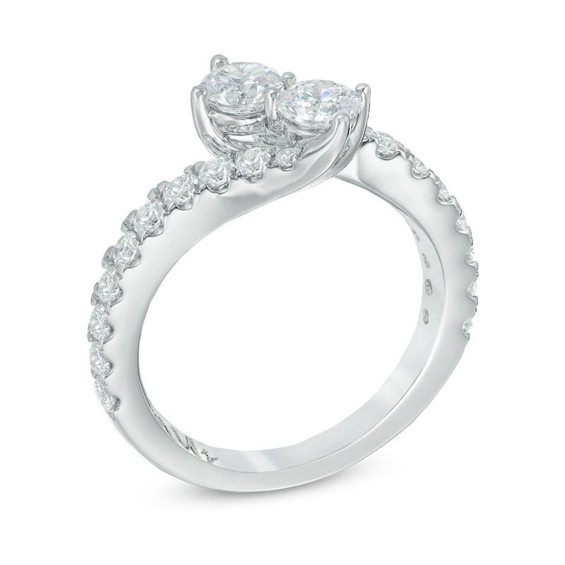 Main Image 2 of Previously Owned - Ever Us® 1/2 CT. T.W. Two-Stone Diamond Bypass Ring in 14K White Gold