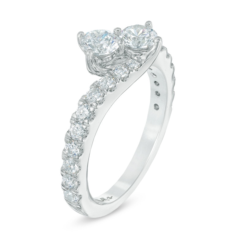 Main Image 3 of Previously Owned - Ever Us® 1/2 CT. T.W. Two-Stone Diamond Bypass Ring in 14K White Gold