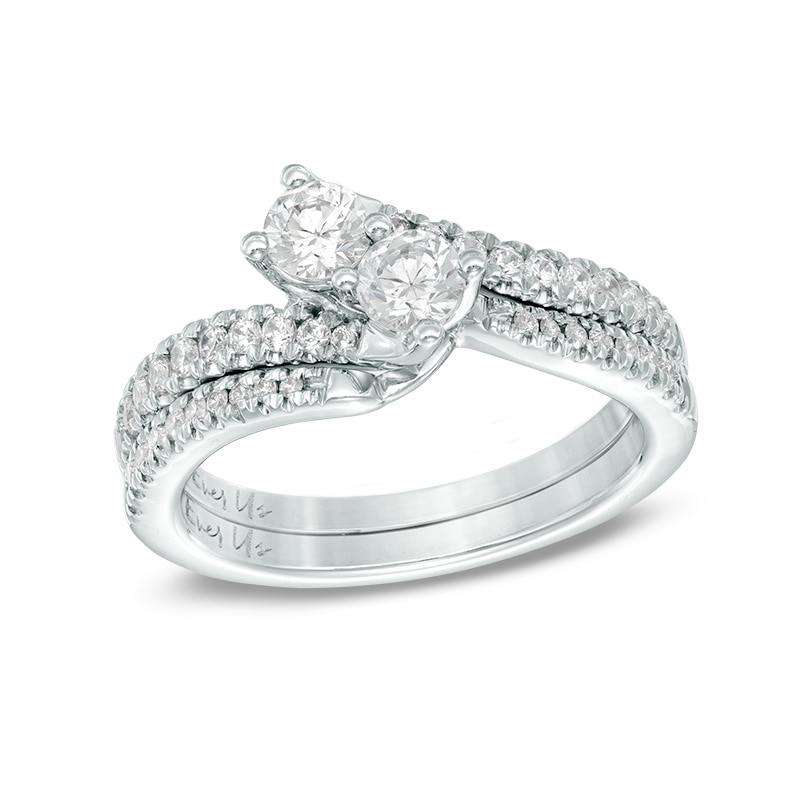 Main Image 4 of Previously Owned - Ever Us® 1/2 CT. T.W. Two-Stone Diamond Bypass Ring in 14K White Gold