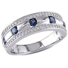 Thumbnail Image 0 of Previously Owned - Men's Blue Sapphire and 1/4 CT. T.W. Diamond Triple Row Wedding Band in 10K White Gold