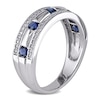 Thumbnail Image 1 of Previously Owned - Men's Blue Sapphire and 1/4 CT. T.W. Diamond Triple Row Wedding Band in 10K White Gold