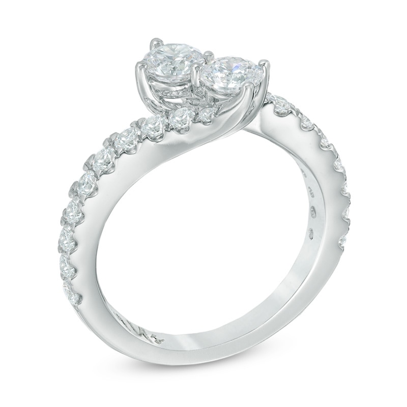 Main Image 2 of Previously Owned - Ever Us™ 1-1/2 CT. T.W. Two-Stone Diamond Bypass Ring in 14K White Gold