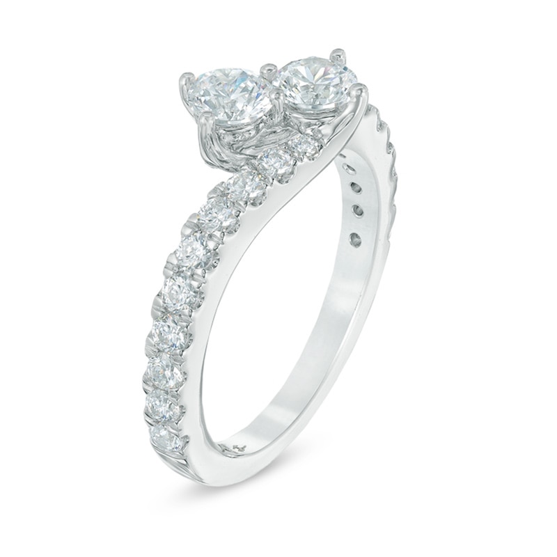 Main Image 3 of Previously Owned - Ever Us™ 1-1/2 CT. T.W. Two-Stone Diamond Bypass Ring in 14K White Gold