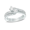 Thumbnail Image 4 of Previously Owned - Ever Us™ 1-1/2 CT. T.W. Two-Stone Diamond Bypass Ring in 14K White Gold