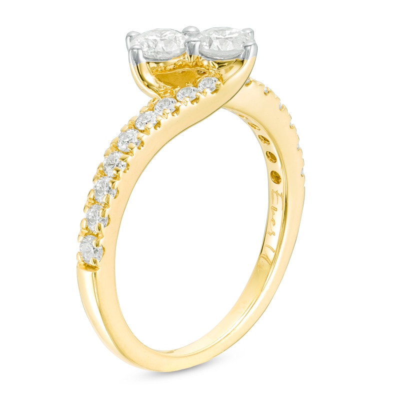 Previously Owned - Ever Us® 1/2 CT. T.W. Two-Stone Diamond Bypass Ring in 14K Gold