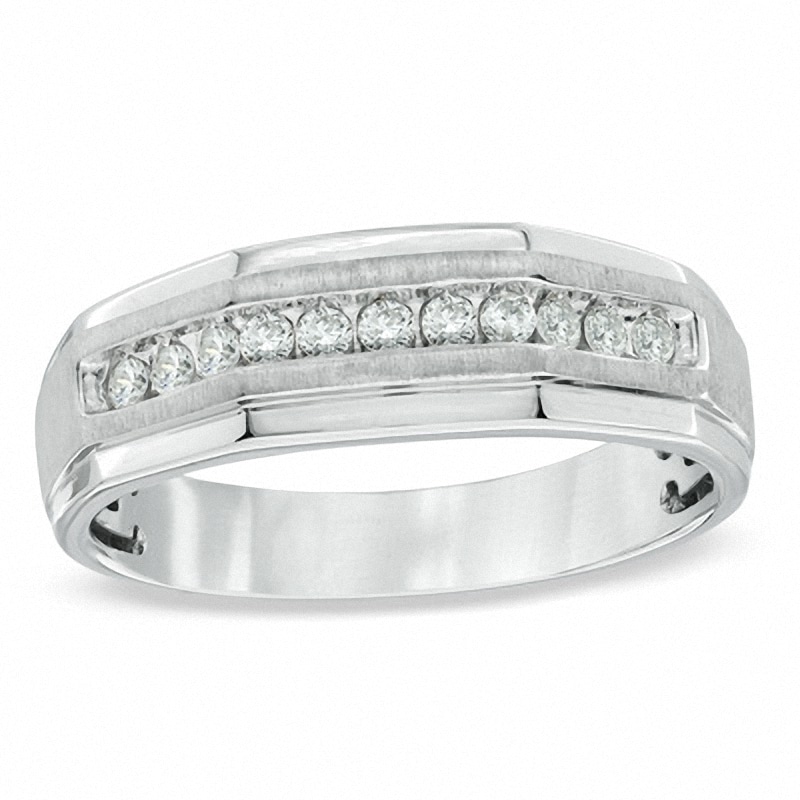 Previously Owned - Men's 1/4 CT. T.W. Diamond Ring in 10K White Gold ...