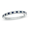 Thumbnail Image 0 of Previously Owned - Vera Wang Love Collection 1/8 CT. T.W. Diamond and Blue Sapphire Band in 14K White Gold