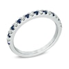 Thumbnail Image 1 of Previously Owned - Vera Wang Love Collection 1/8 CT. T.W. Diamond and Blue Sapphire Band in 14K White Gold