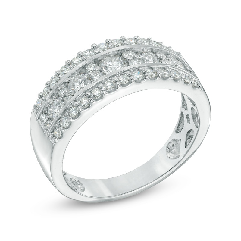 Main Image 2 of Previously Owned - 1 CT. T.W. Diamond Triple Row Anniversary Band in 14K White Gold