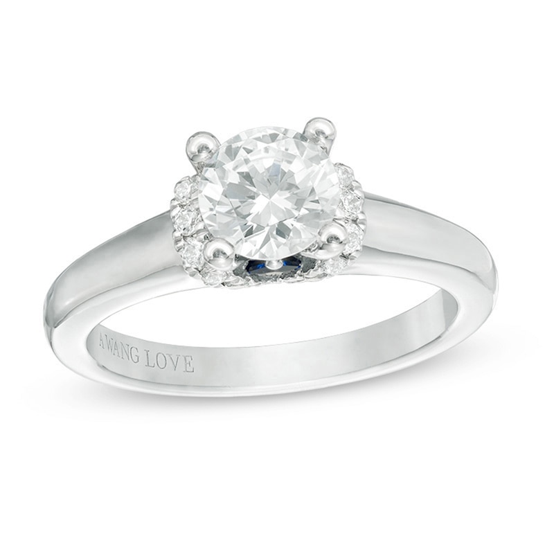 Main Image 1 of Previously Owned - Vera Wang Love Collection 1 CT. T.W. Diamond Solitaire Collar Engagement Ring in 14K White Gold