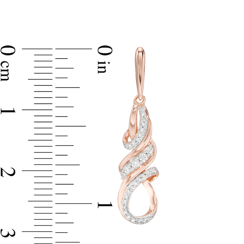 Previously Owned - 1/4 CT. T.W. Diamond Twist Flame Drop Earrings in 10K Rose Gold