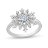 Thumbnail Image 0 of Previously Owned - Enchanted Disney Elsa Aquamarine and 1/8 CT. T.W. Diamond Snowflake Ring in Sterling Silver