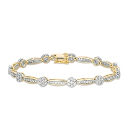 Previously Owned - 3 CT. T.W. Composite Diamond Link Bracelet in 10K Gold - 7.25&quot;