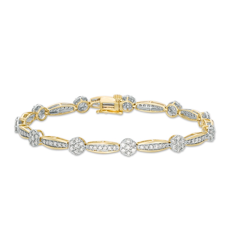 Previously Owned - 3 CT. T.W. Composite Diamond Link Bracelet in 10K Gold - 7.25"