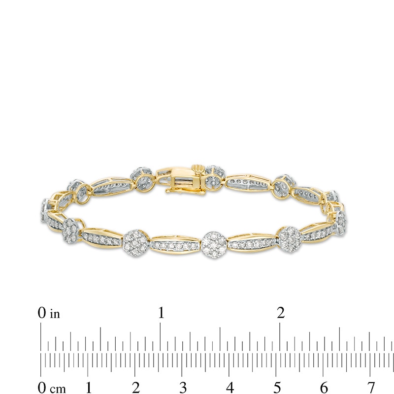 Previously Owned - 3 CT. T.W. Composite Diamond Link Bracelet in 10K Gold - 7.25"
