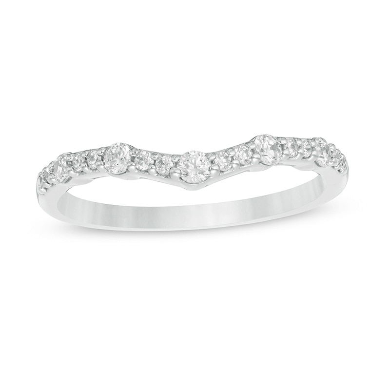 Main Image 1 of Previously Owned - 1/3 CT. T.W. Diamond Contour Anniversary Band in 14K White Gold