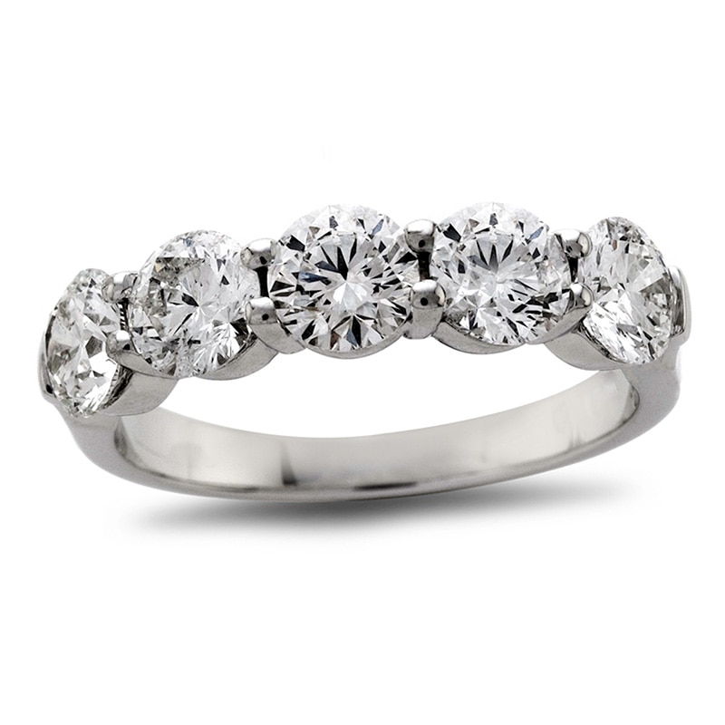 Main Image 1 of Previously Owned - 2 CT. T.W. Diamond Five Stone Wedding Band in Platinum (H/SI1)