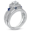 Thumbnail Image 2 of Previously Owned - Vera Wang Love Collection 1-1/5 CT. T.W. Diamond and Sapphire Frame Bridal Set in 14K White Gold