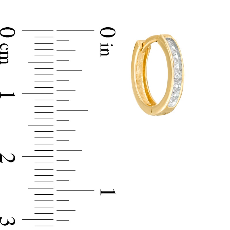 Main Image 2 of Previously Owned - 1/10 CT. T.W. Diamond Huggie Hoop Earrings in 10K Gold