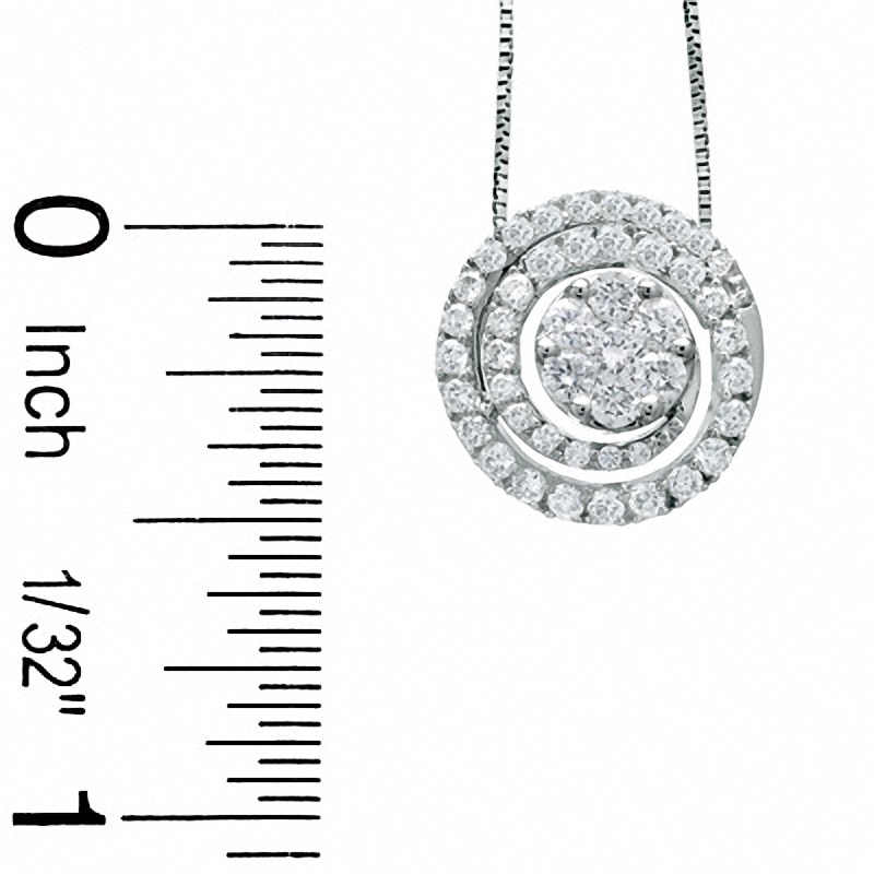 Main Image 2 of Previously Owned - 3/4 CT. T.W. Diamond Swirl Flower Pendant in 14K White Gold