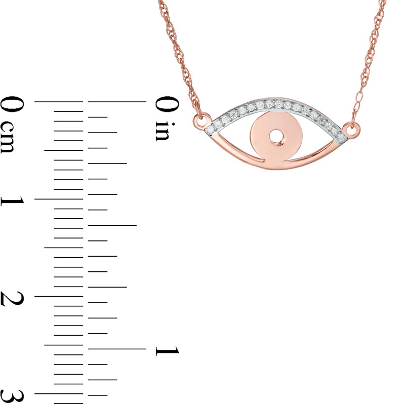 Main Image 2 of Previously Owned - 1/20 CT. T.W. Diamond Laser-Cut Evil Eye Necklace in 10K Rose Gold