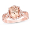 Thumbnail Image 0 of Previously Owned - Oval Morganite and 1/4 CT. T.W. Diamond Ornate Frame Multi-Row Crossover Ring in 10K Rose Gold