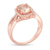 Thumbnail Image 2 of Previously Owned - Oval Morganite and 1/4 CT. T.W. Diamond Ornate Frame Multi-Row Crossover Ring in 10K Rose Gold
