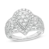 Thumbnail Image 0 of Previously Owned - 1 CT. T.W. Composite Diamond Pear Frame Multi-Row Engagement Ring in 10K White Gold