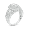 Thumbnail Image 1 of Previously Owned - 1 CT. T.W. Composite Diamond Pear Frame Multi-Row Engagement Ring in 10K White Gold