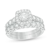 Thumbnail Image 1 of Previously Owned - 1 CT. T.W. Diamond Cushion Frame Bridal Set in 10K White Gold