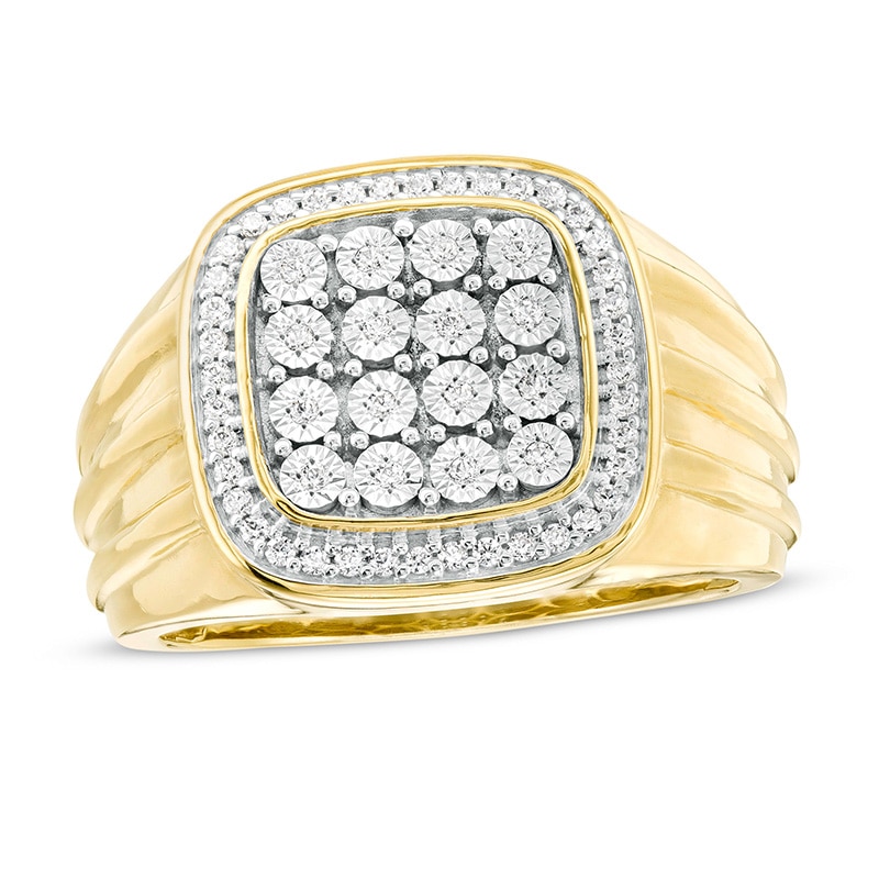 Main Image 1 of Previously Owned - Men's 1/4 CT. T.W. Composite Diamond Cushion Frame Ring in 10K Gold