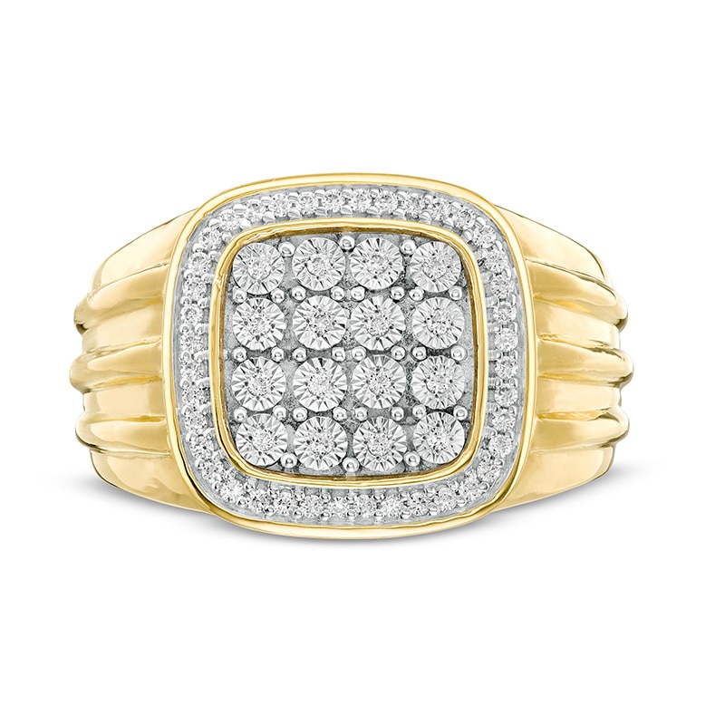 Main Image 4 of Previously Owned - Men's 1/4 CT. T.W. Composite Diamond Cushion Frame Ring in 10K Gold